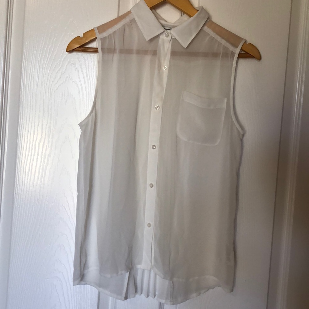 American Eagle White Sheer Sleeveless Top